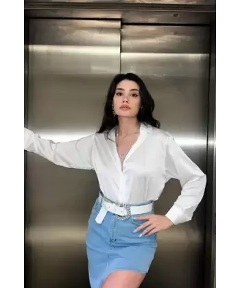 Beyaz Saten Gömlek