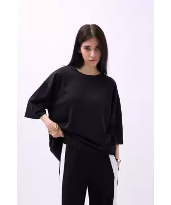 Bisiklet Yaka Oversize T-Shirt