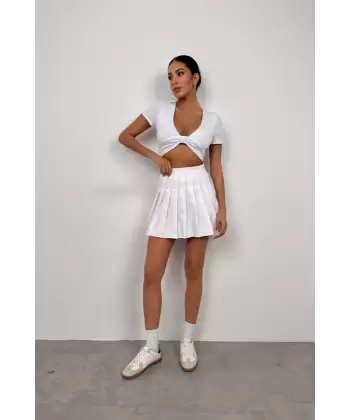 Büzgü Detay Crop Bluz