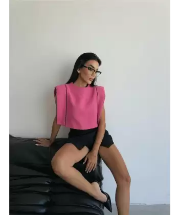 CHANEL VATKALI CROP BLUZ - Fuşya
