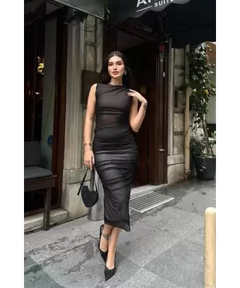 Cindy Transparan Tül Elbise 2683-8