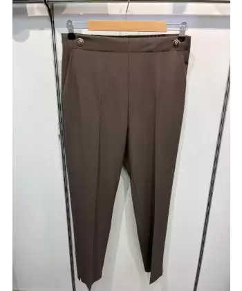 Dekorati̇f Düğmeli̇ Arka Bel Lasti̇kli̇ Pantolon