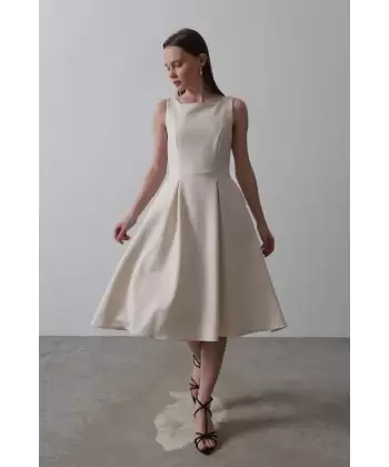 Double Kolsuz Elbise - Kırmızı