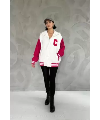Siyah Kapüşonlu Kolej Mont