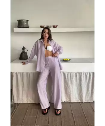 GÖMLEK - PANTOLON TAKIM - Lila