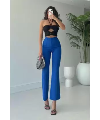 Halka Tokalı Cut Out Top Bluz - Siyah