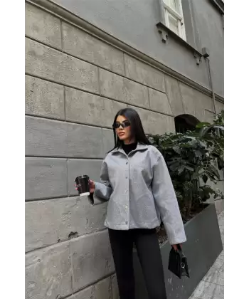 KAŞE GÖMLEK CEKET YANDAN CEP DETAYLI - Siyah