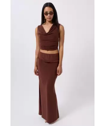 Katlama Bel Detay Maxi Etek