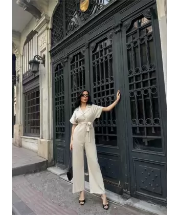 KETEN TULUM BEL BAĞLAMA DETAYLI - Mavi