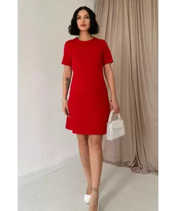 Kırmızı Kısa Kol Atlas Mini Elbise