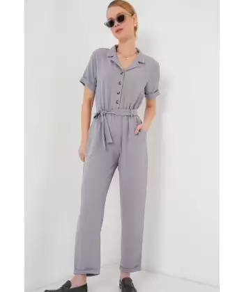 Kısa Kol Ayrobin Tulum 7030 - Gri