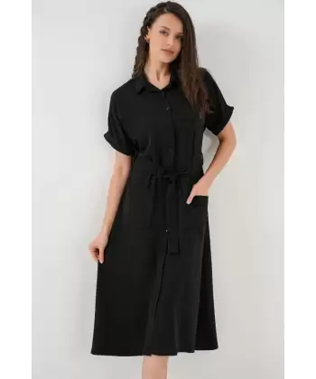 Kısa Kol Elbise 2214 - Siyah