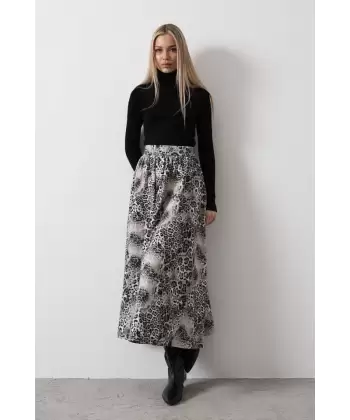 Kloş Leopar Desen Etek - Leopar