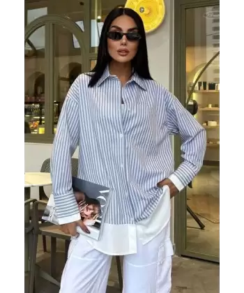 Kol Ve Etek Ucu Garnili Over Gömlek 3455