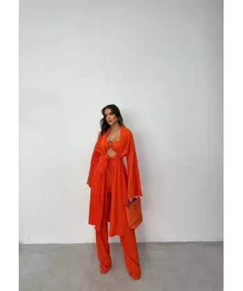 KRINKILL BÜSTİYER-PANTOLON-KİMONO TAKIM - Orange