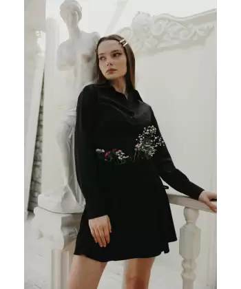 Kurdela Detaylı Mini Etek - Kahve