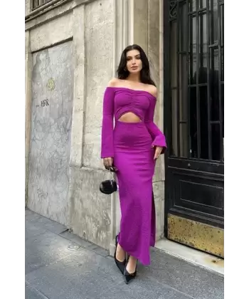 Lita Cut Out Büzgülü Elbise 2715-8