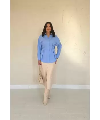 Pembe Düğme Detaylı Gömlek