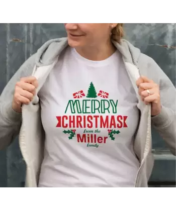 MERRY CHRISTMAS From The Miller Baskılı T-shirt - Beyaz