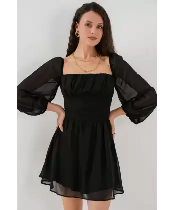 Mini Tül Elbise 2514 - Siyah