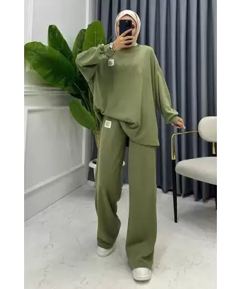 Mint Klasik Fitilli Kazak Ve Pantolon Takım