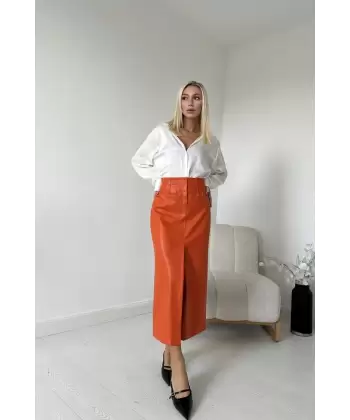 Yeşil Yırtmaçlı Süs Patlı Etek
