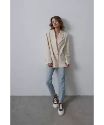 Oversize Blazer Ceket - Natür