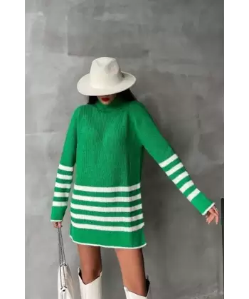 Palgen Çizgili Oversize Kazak 1195-09