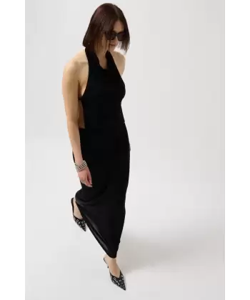 Parlak Kumaş Maxi Etek