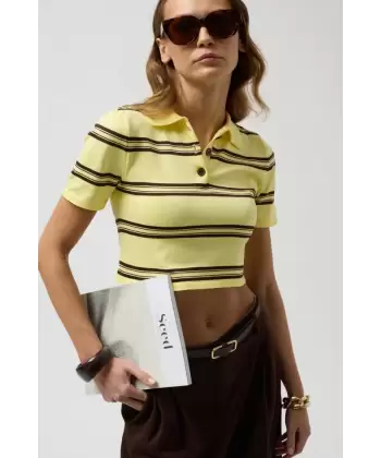 Polo Yaka Crop T-Shirt