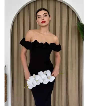 Popi Madonna Yaka Kalem Elbise