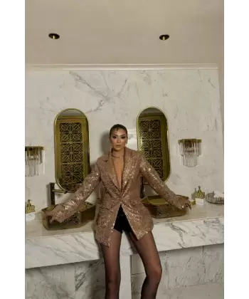 PUL PAYET BLAZER CEKET - Bakır