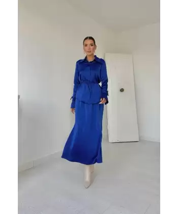 Saks Biyeli Gömlek Ve Etek Takım