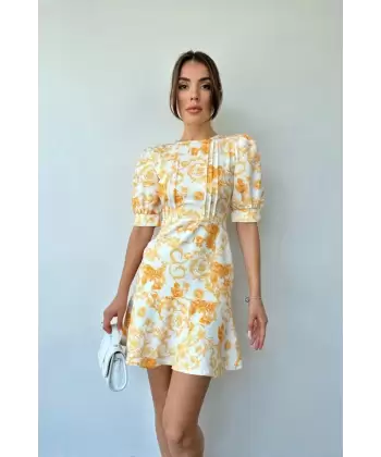 Sarı Çiçekli Elbise