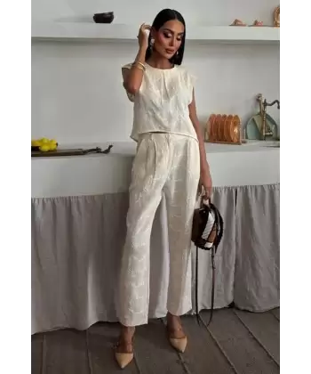 Shalina Süzüne Nakışlı Crop Takım 9796-08
