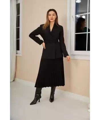 Siyah Atlas Etek Ve Pilise Takım