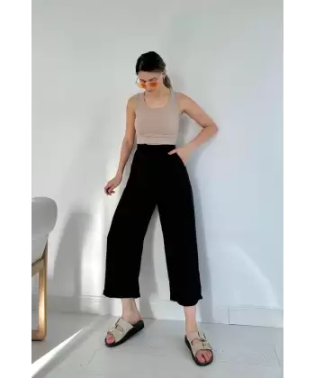 Siyah Keten Pantolon
