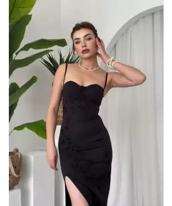 Stor Gül Detaylı Elbise