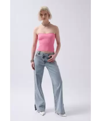 Straplez Dokulu Crop