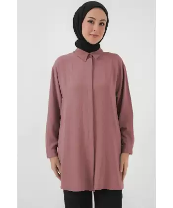 Uzun Gömlek Tunik 5945 - Pudra