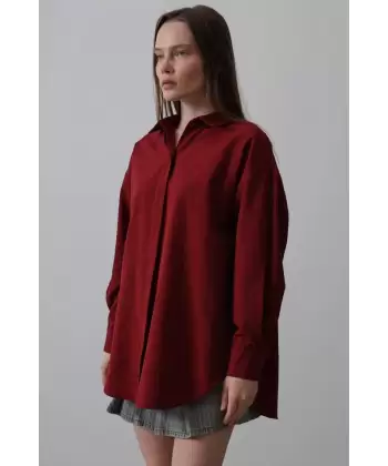 Uzun Kol Gömlek - Bordo