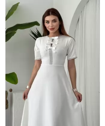 Wera Taşlı Fiyonk Detaylı Elbise