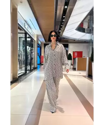 Desenli Dijital Desenli Gömlek Ve Pantolon Takım