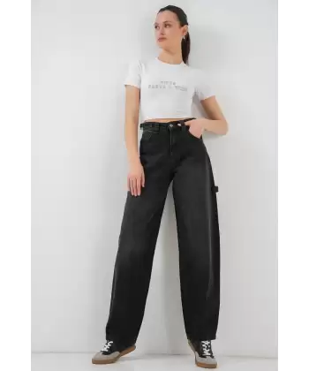 Yüksek Bel Kot Pantolon 6701 - Siyah