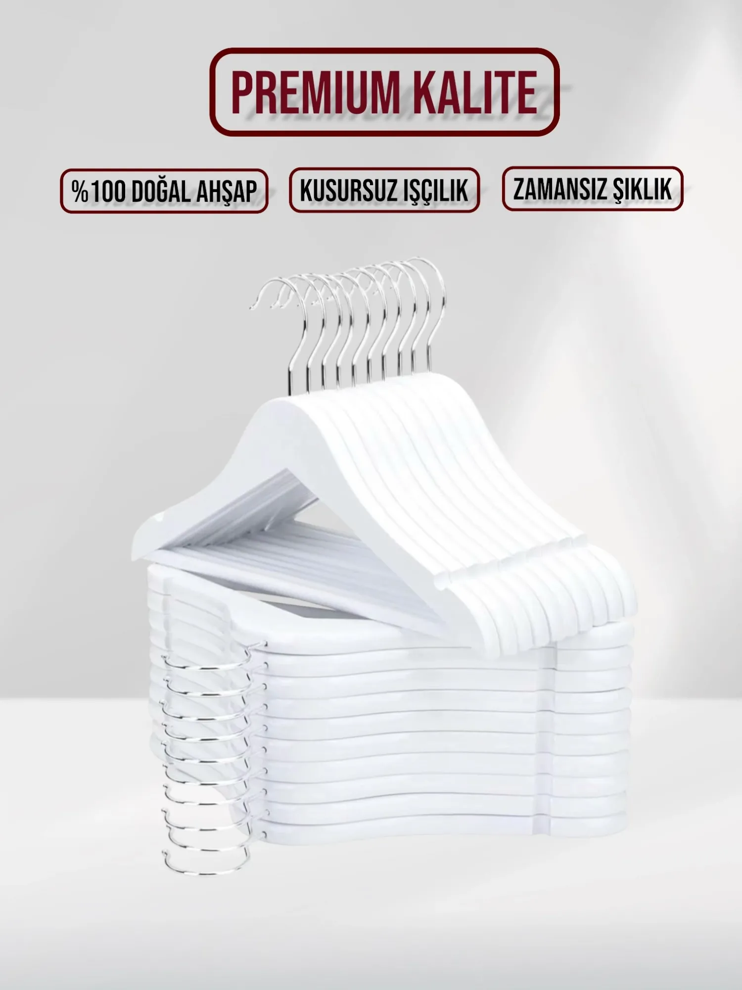 Beyaz Ahşap Bebek Elbise Pantolon Askısı