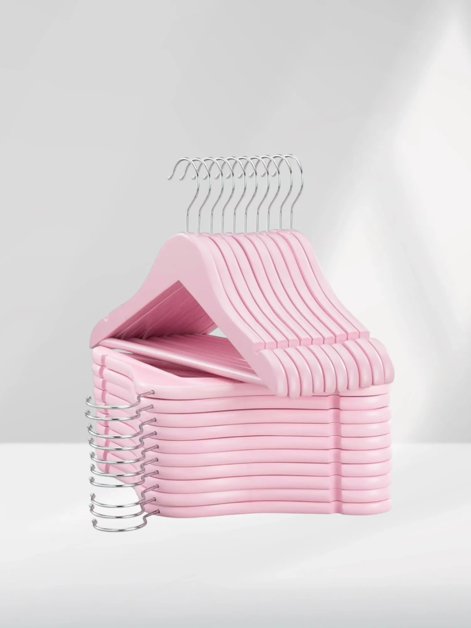 Pembe Ahşap Bebek Elbise Pantolon Askısı