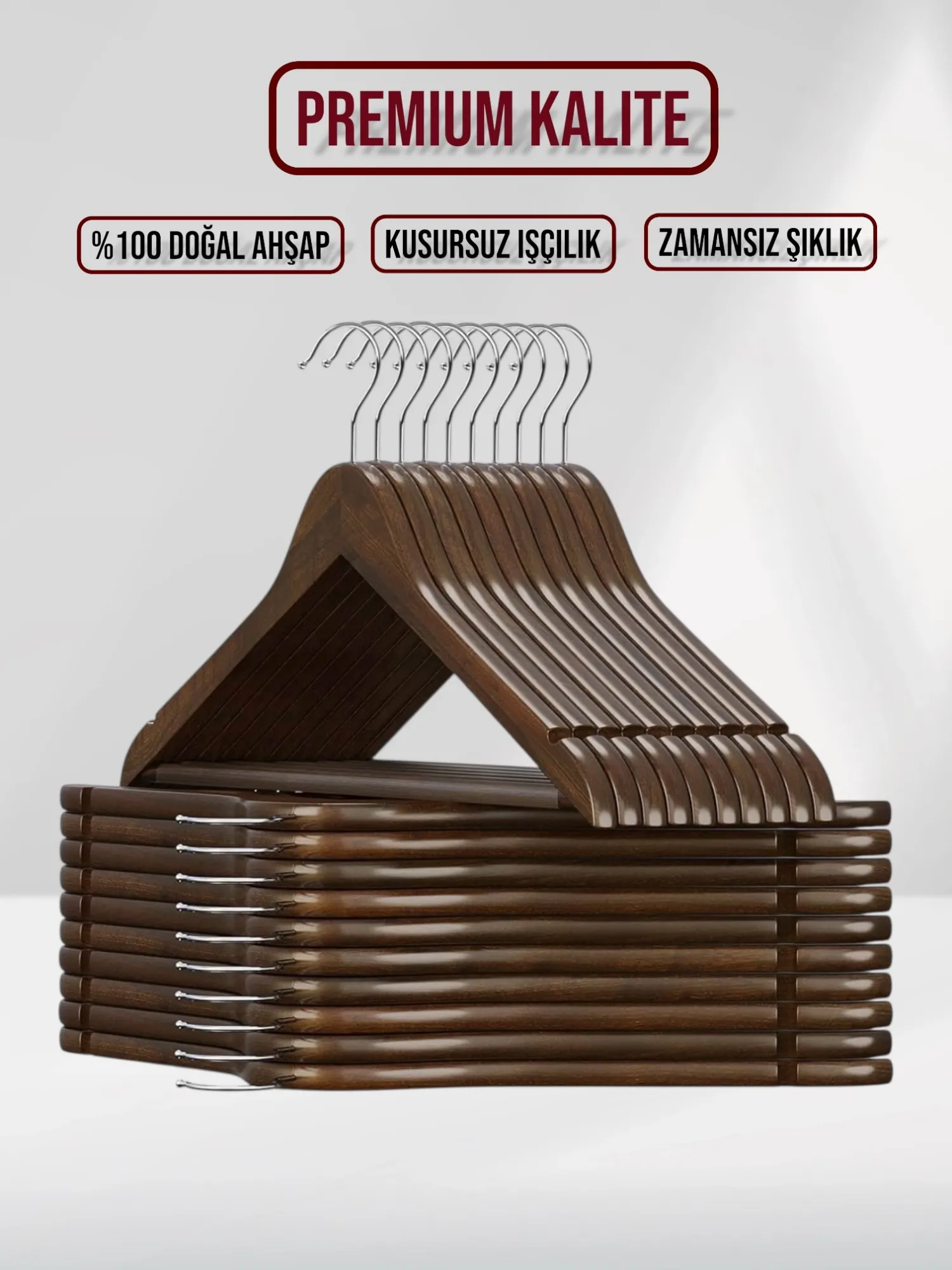 Ceviz Ahşap Elbise Pantolon Askısı