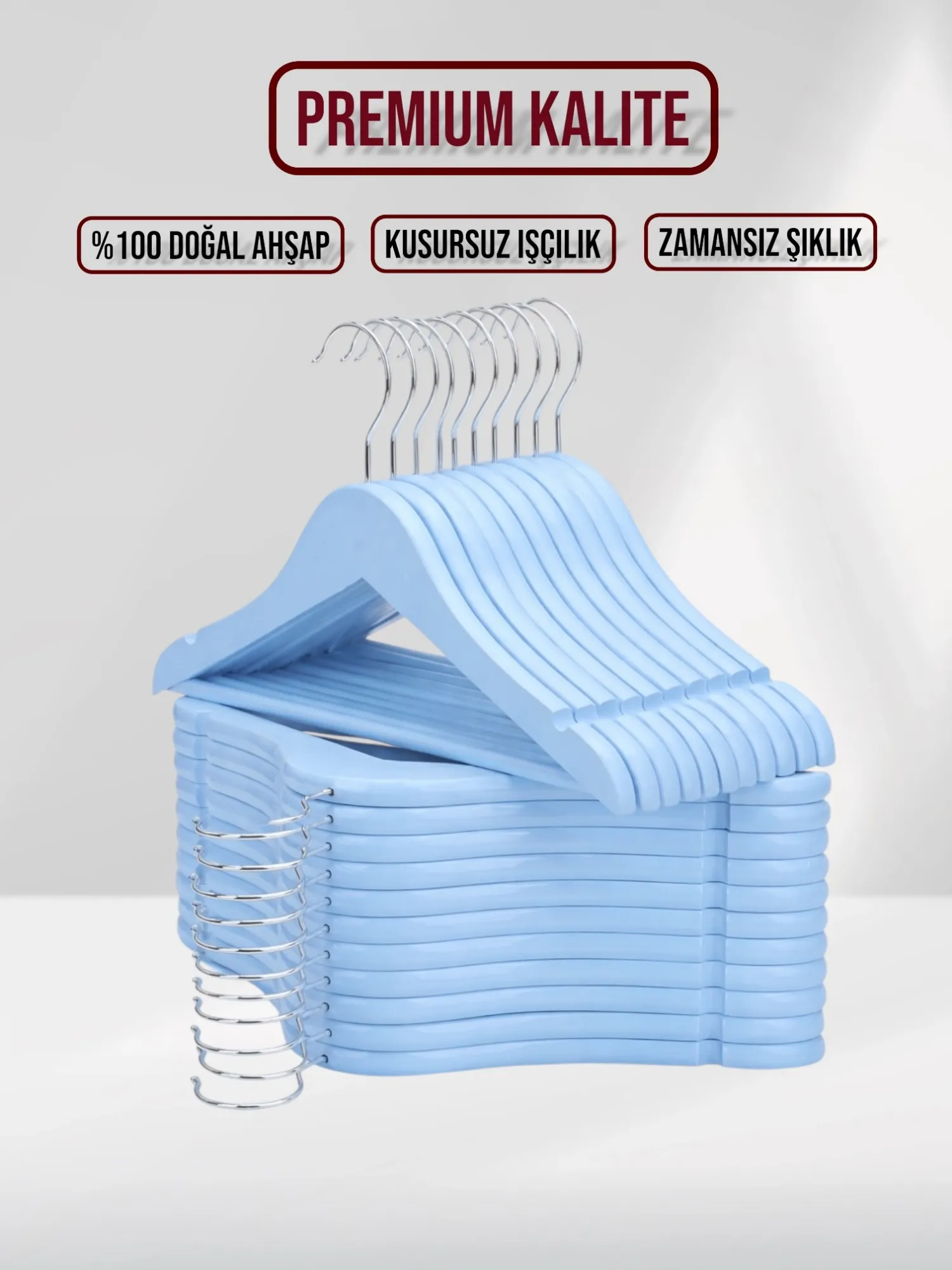 Mavi Ahşap Bebek Elbise Pantolon Askısı