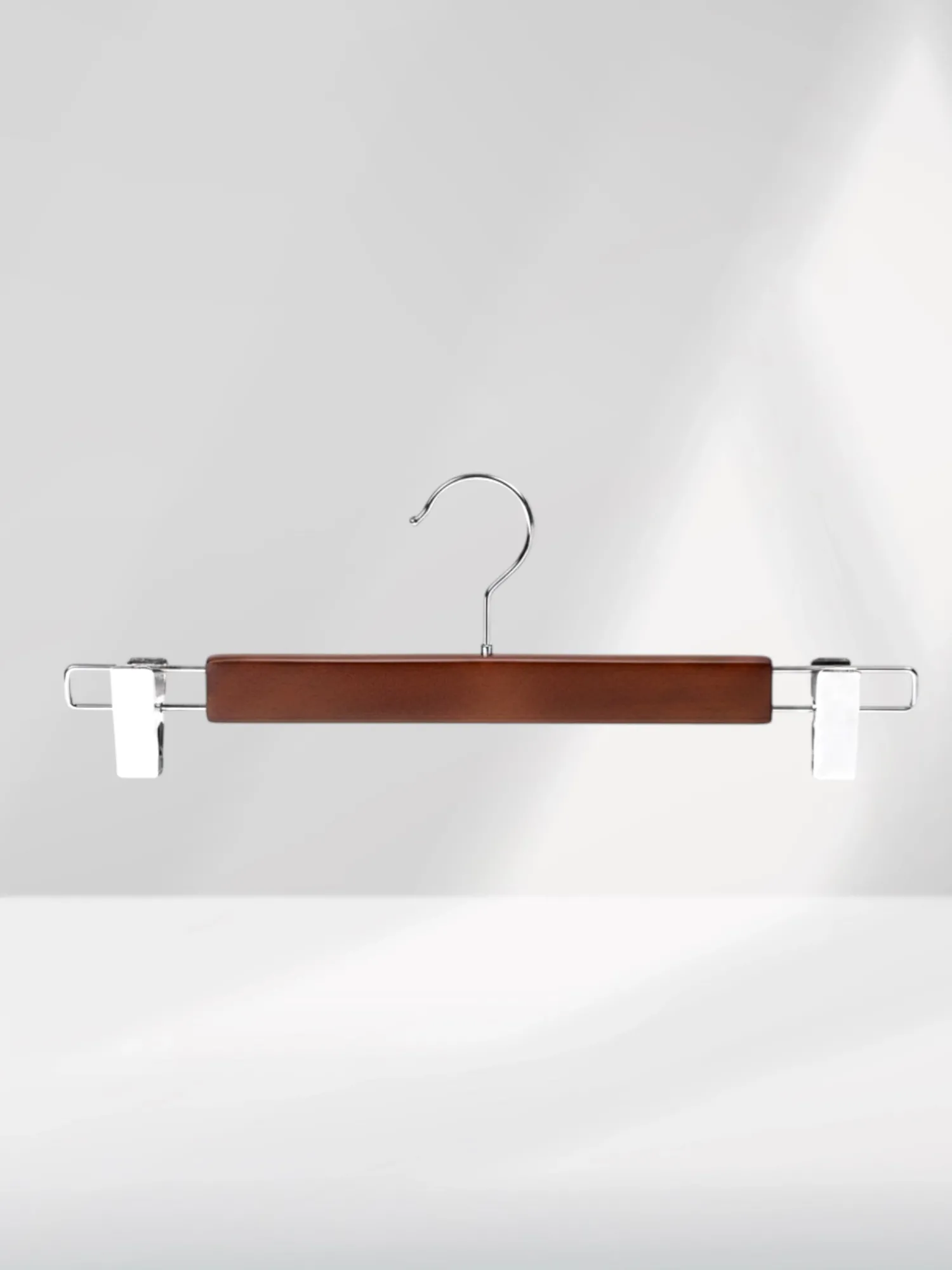 Ceviz Ahşap Pantolon Etek Askısı Gümüş Kancalı