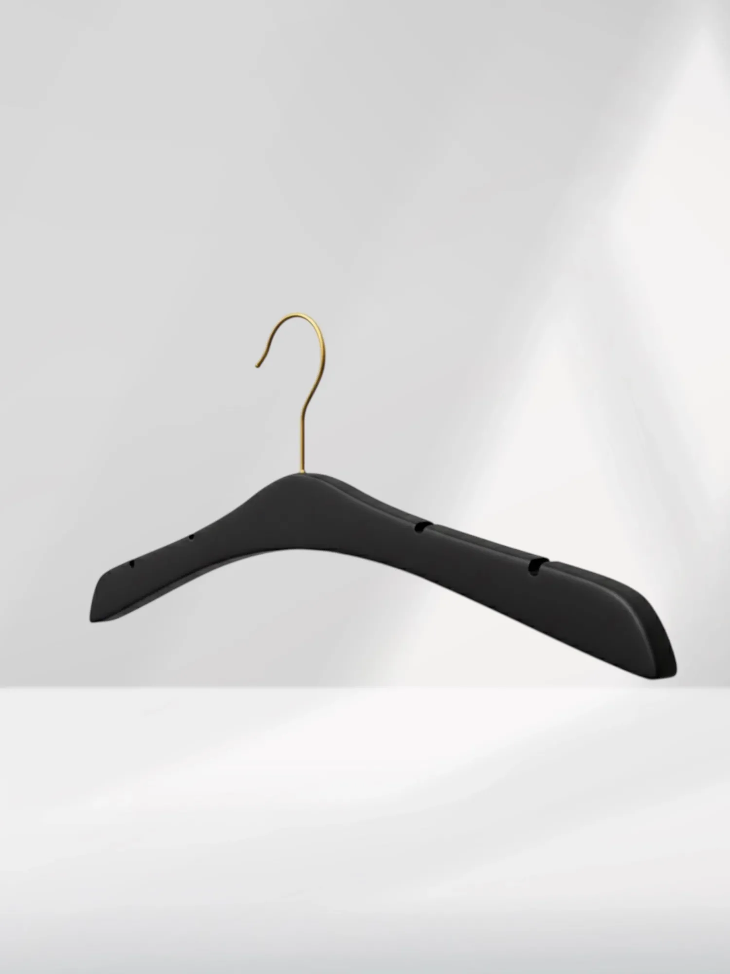 Siyah Ahşap Gold Kancalı Gelinlik Triko Abiye Askısı